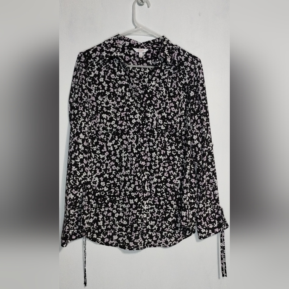 Candie's Black and White Floral Blouse (M)